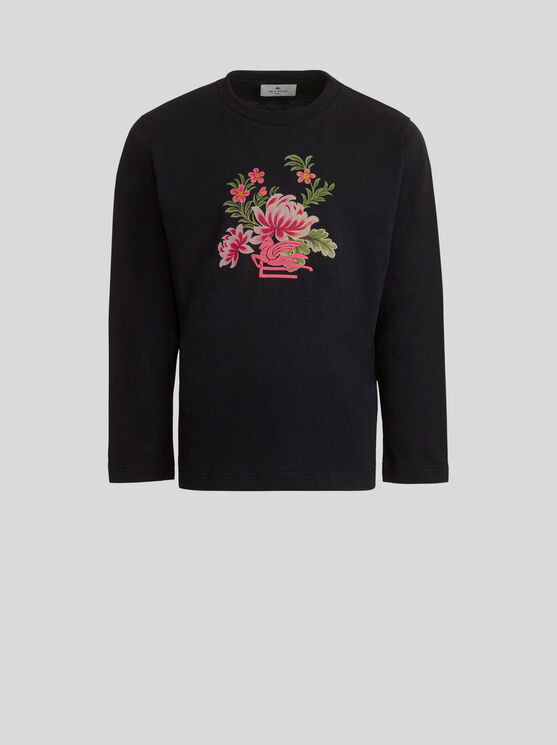 Shop Etro Long-sleeved T-shirt For Children In Navy Blue