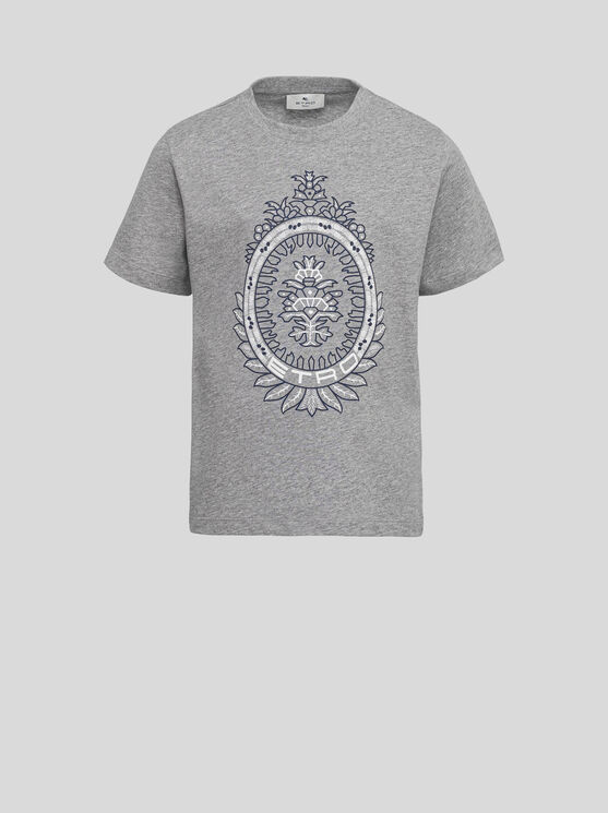 Shop Etro T-shirt With Coat Of Arms For Children In Grau