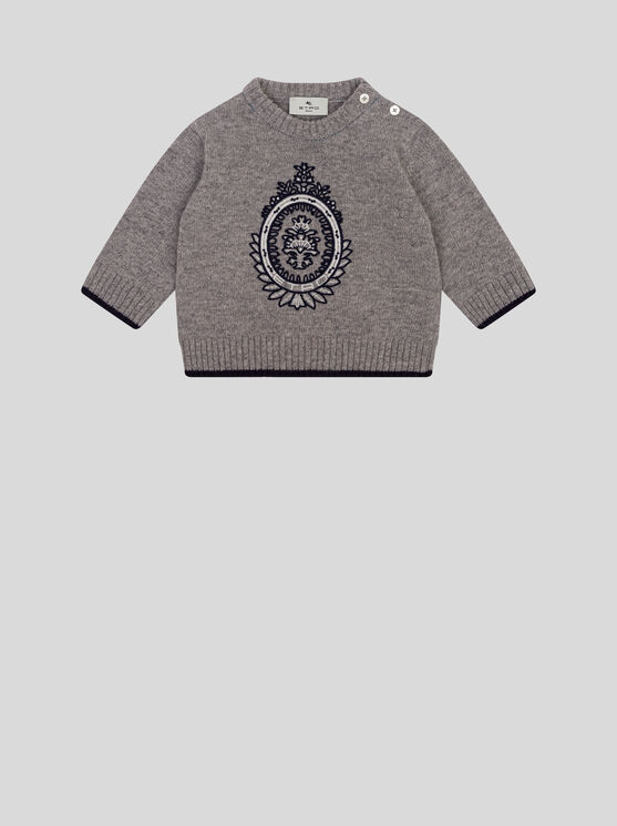 Shop Etro Jumper With Coat Of Arms For Babies In Grau