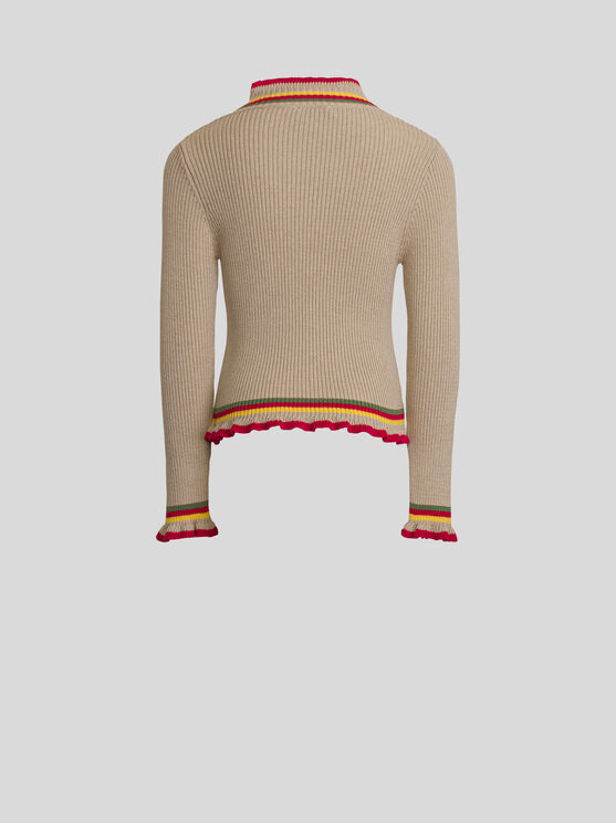 Shop Etro Ribbed Sweater For Children In Beige