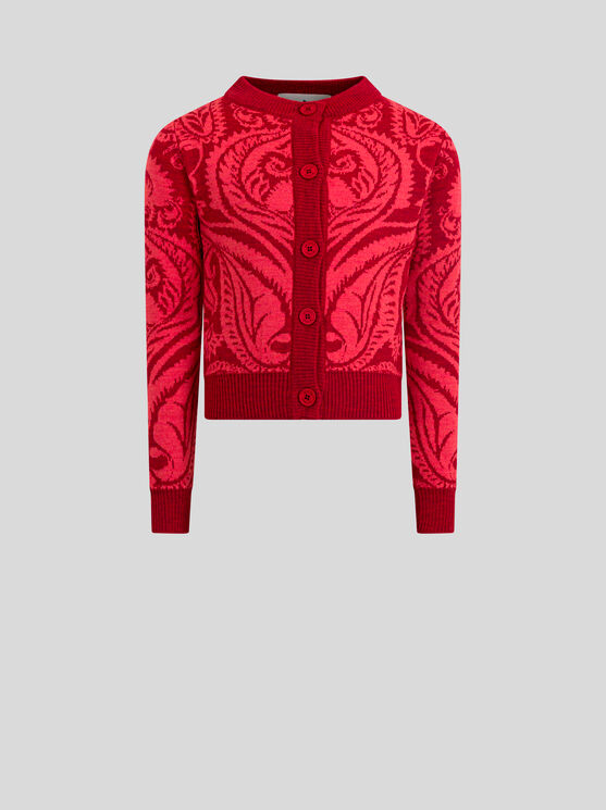 Shop Etro Jacquard Cardigan For Children In Rot