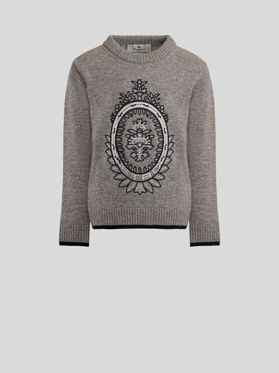 Shop Etro Jumper With Coat Of Arms For Children In Grau