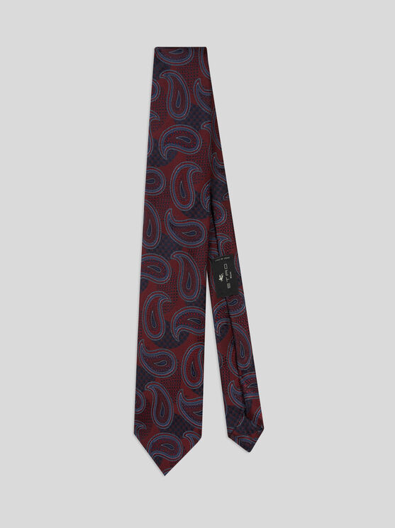 Shop Etro Paisley Jacquard Tie In Burgundy