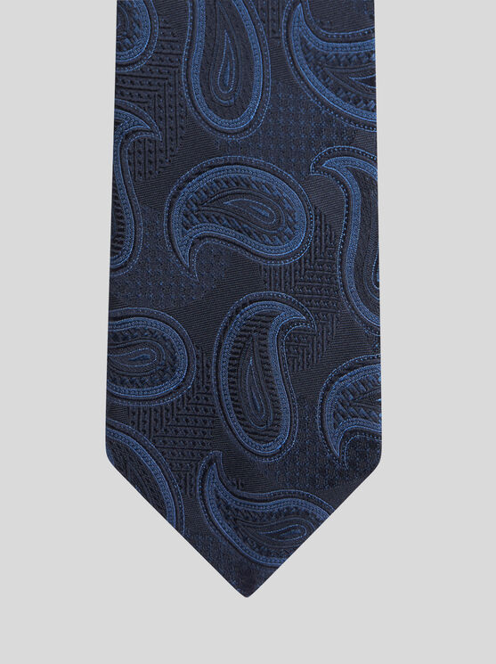 Shop Etro Paisley Jacquard Tie In Navy Blue