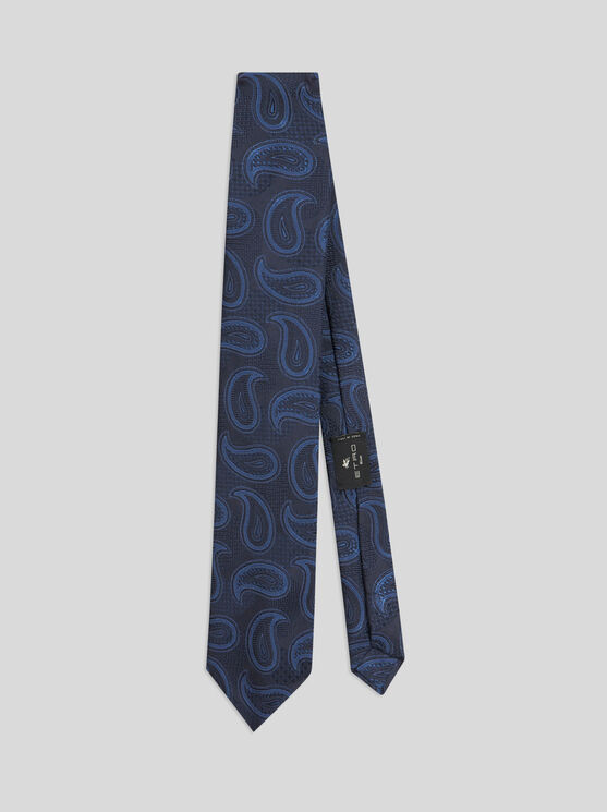 Shop Etro Paisley Jacquard Tie In Navy Blue