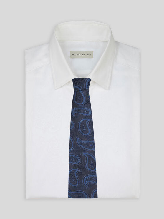 Shop Etro Paisley Jacquard Tie In Navy Blue