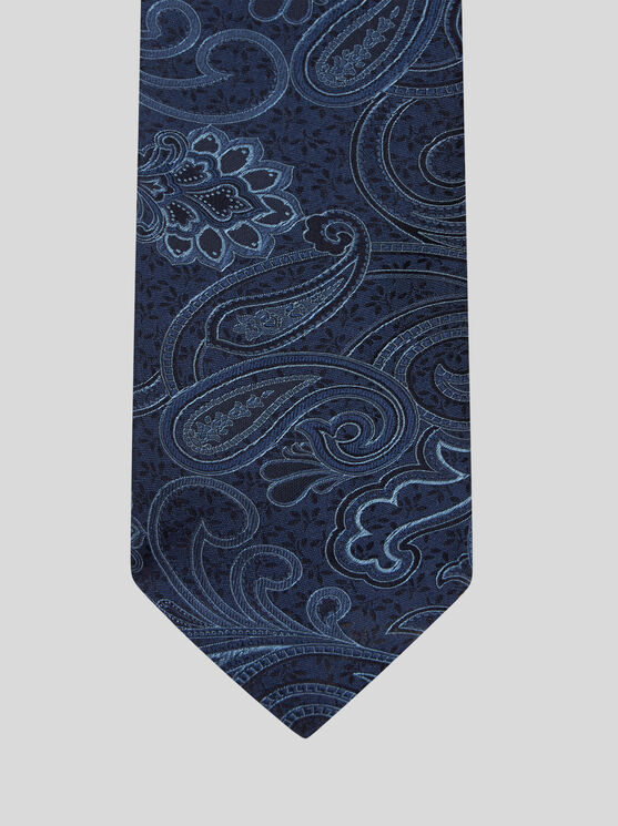 Shop Etro Paisley Jacquard Tie In Navy Blue