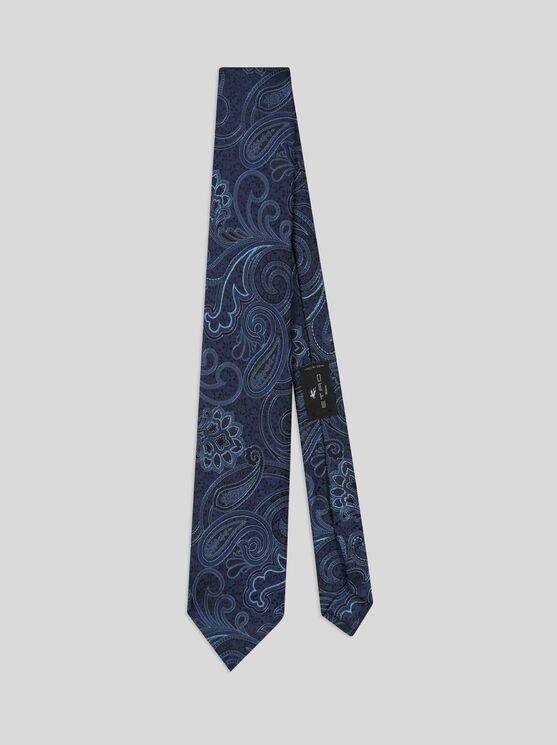 Shop Etro Paisley Jacquard Tie In Navy Blue