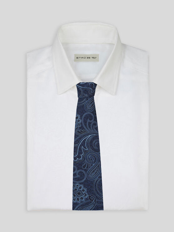 Shop Etro Paisley Jacquard Tie In Navy Blue