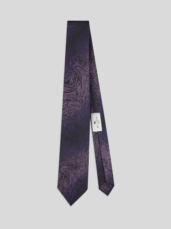 Etro Silk Jacquard Tie In Purple