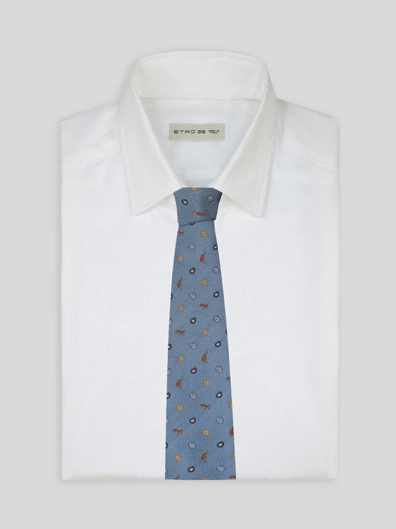 Shop Etro Silk Jacquard Tie In Light Blue