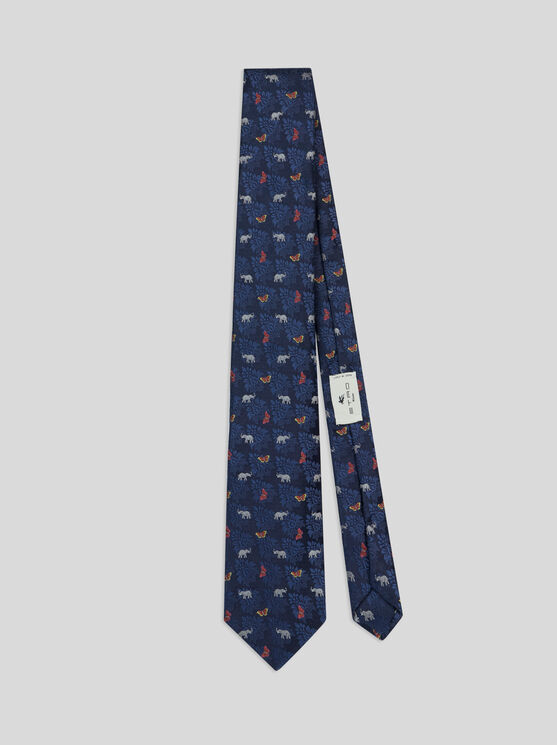 Etro Patterned Tie In Navy Blue