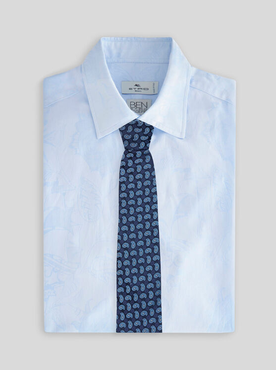 Etro Paisley Silk Tie In Blue