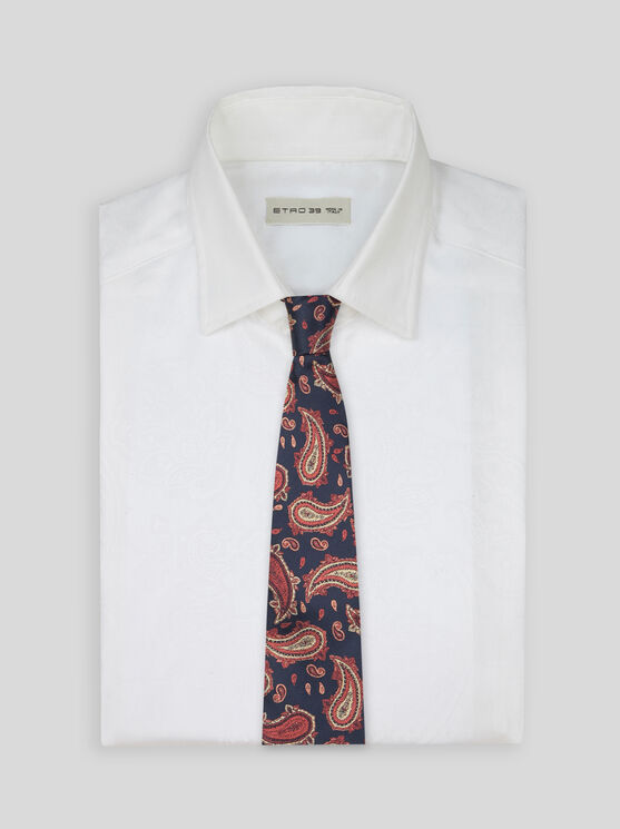 Etro , Paisley Silk Jacquard Tie, Man, Blue In Brown