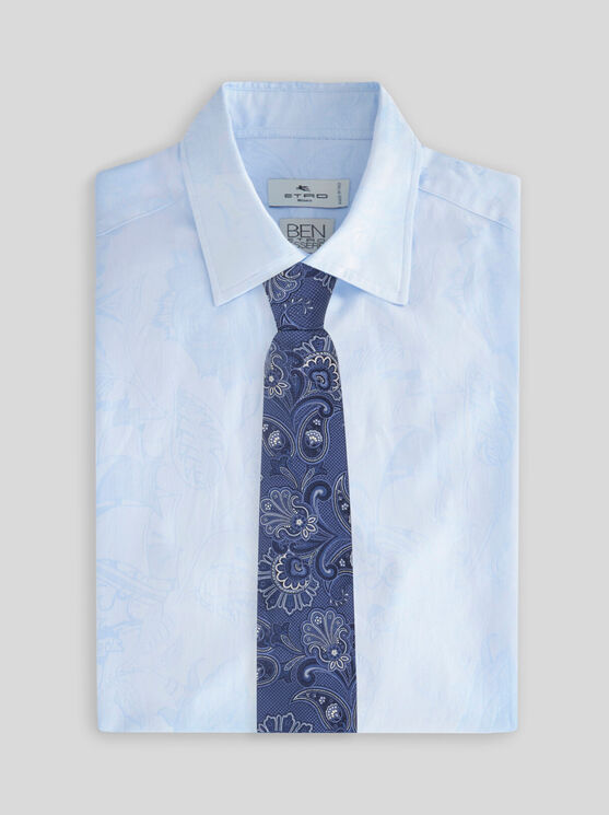 Etro , Silk Jacquard Tie With Floral Paisley Motif, Man, Blue