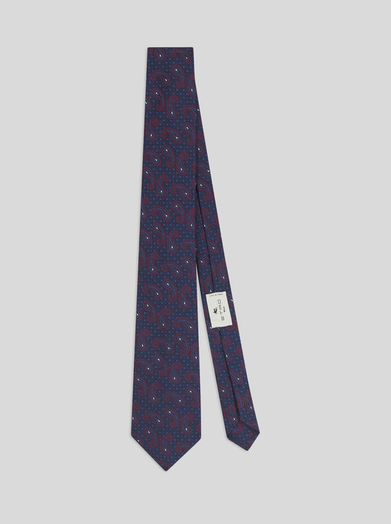 Etro Paisley-print Silk Tie In Navy Blue
