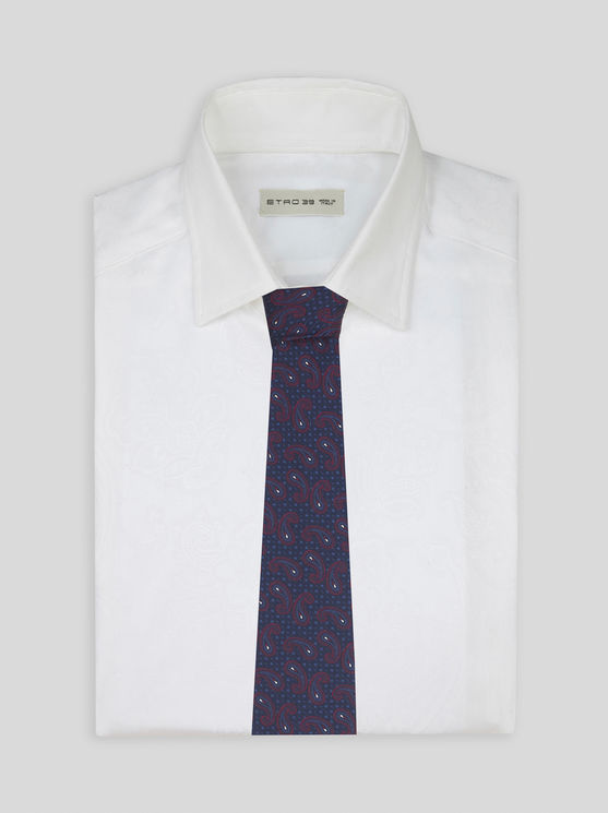Etro Paisley-print Silk Tie In Navy Blue