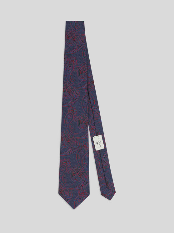 Etro Paisley-print Silk Tie In Navy Blue
