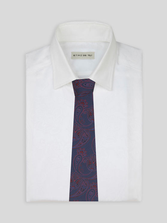 Etro Paisley-print Silk Tie In Navy Blue