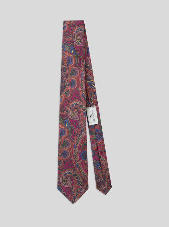 Etro , Printed Silk Tie, Man, Burgundy