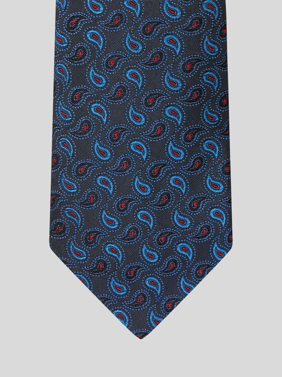 Shop Etro Paisley Silk Tie In Navy Blue