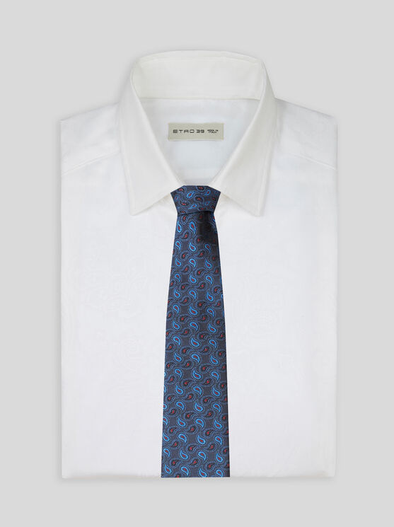 Shop Etro Paisley Silk Tie In Navy Blue