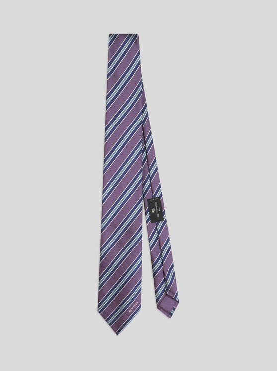 Shop Etro Striped Jacquard Tie In Purple