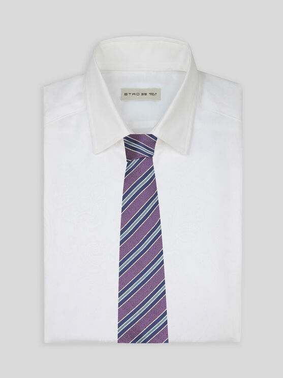 Shop Etro Striped Jacquard Tie In Purple