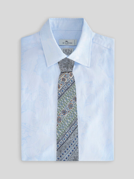 Etro Tie With Placed Designs In Light Blue