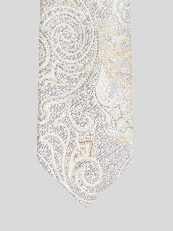 Shop Etro Silk Jacquard Tie In Grey