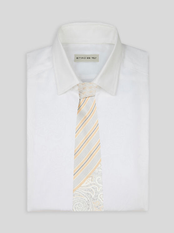 Shop Etro Silk Jacquard Tie In Grey