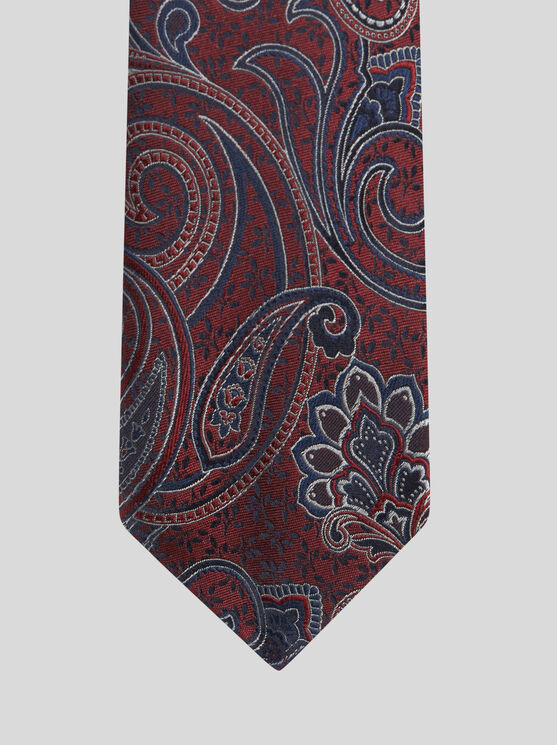 Shop Etro Silk Jacquard Tie In Burgundy