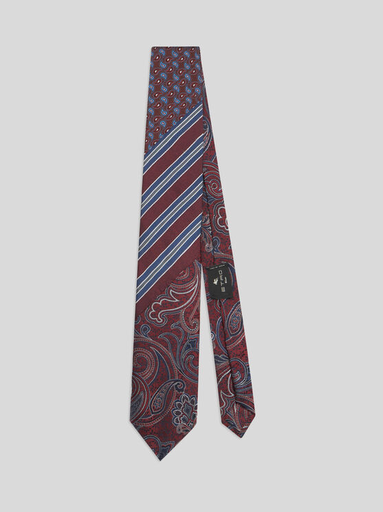 Shop Etro Silk Jacquard Tie In Burgundy