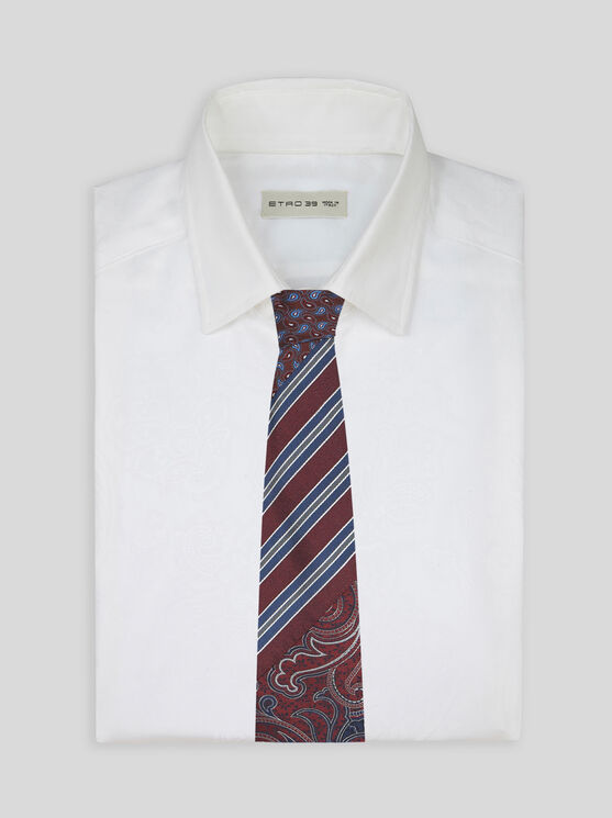 Shop Etro Silk Jacquard Tie In Burgundy