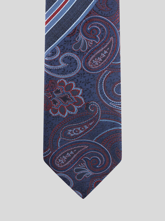 Shop Etro Silk Jacquard Tie In Navy Blue