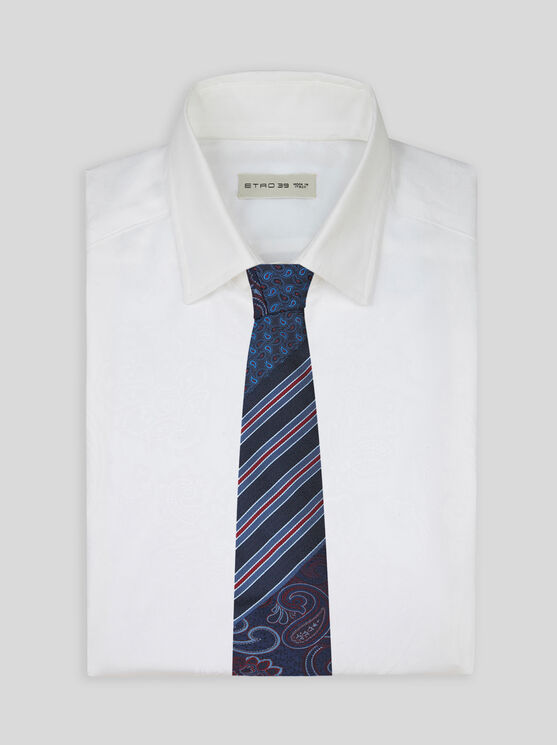 Shop Etro Silk Jacquard Tie In Navy Blue