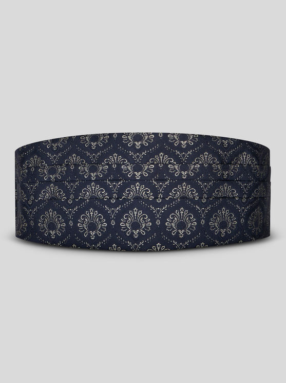 Shop Etro Jacquard Cummerbund In Navy Blue