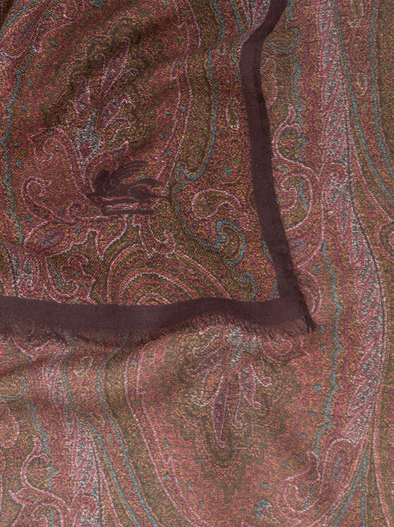 Etro Frayed Paisley-jacquard Scarf In Bordeaux