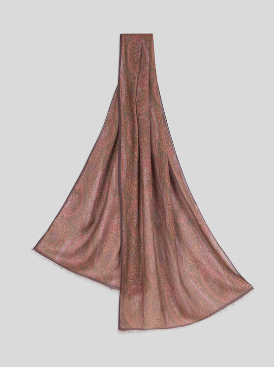 Etro Frayed Paisley-jacquard Scarf In Bordeaux