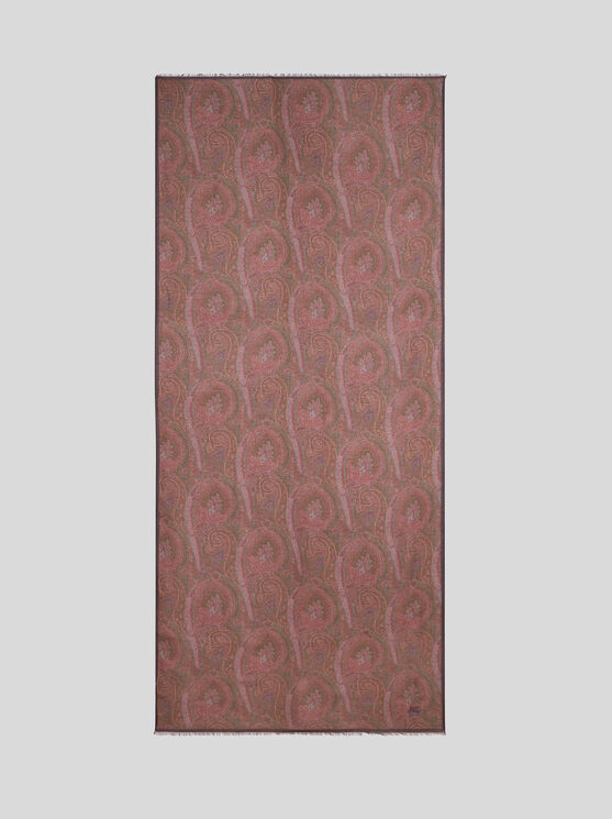 Etro Frayed Paisley-jacquard Scarf In Bordeaux