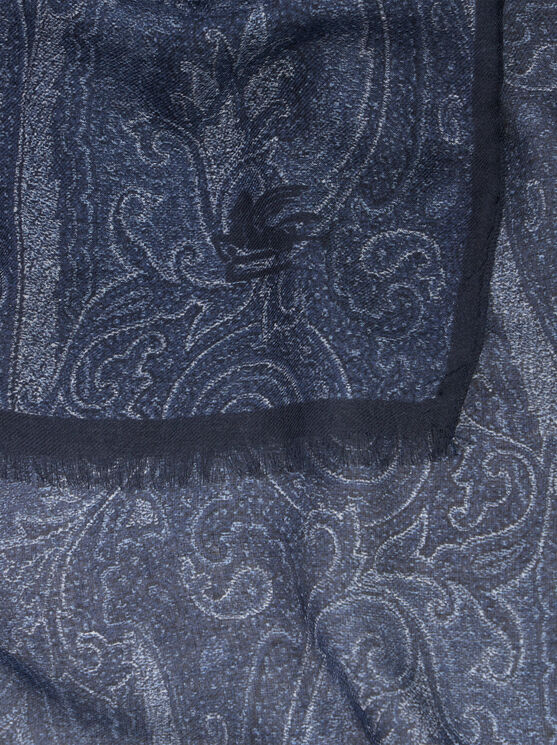 Shop Etro Paisley Scarf In Navy Blue