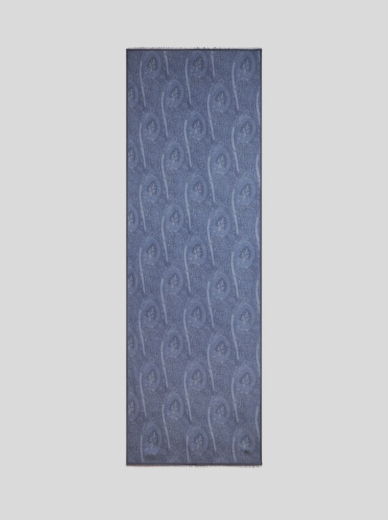 Shop Etro Paisley Scarf In Navy Blue