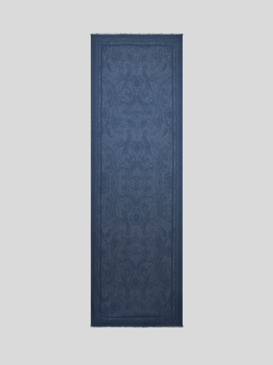 Shop Etro Schal Mit Paisley-print In Navyblau