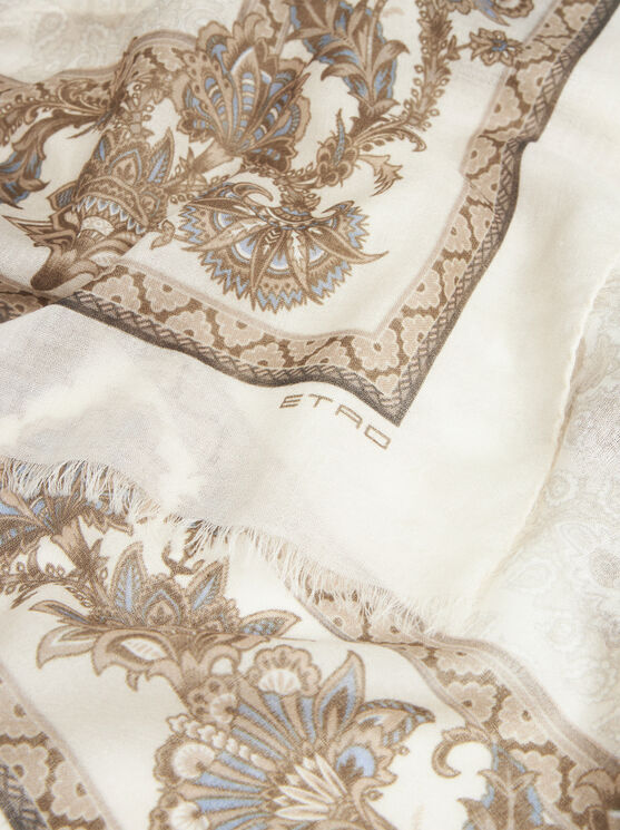 Etro Floral Printed Scarf In Beige