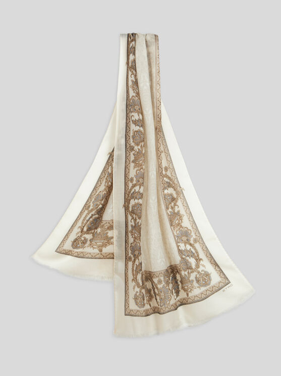 Etro Floral Printed Scarf In Beige