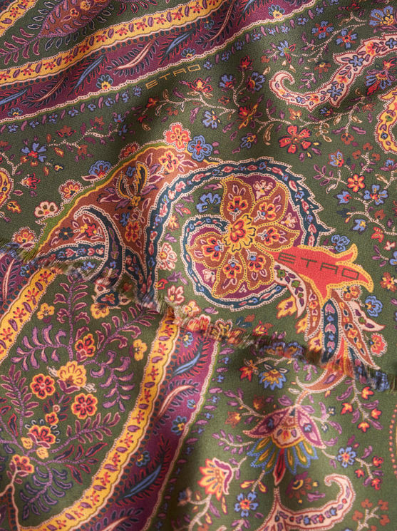 Shop Etro Multicoloured Paisley Silk Scarf In Green