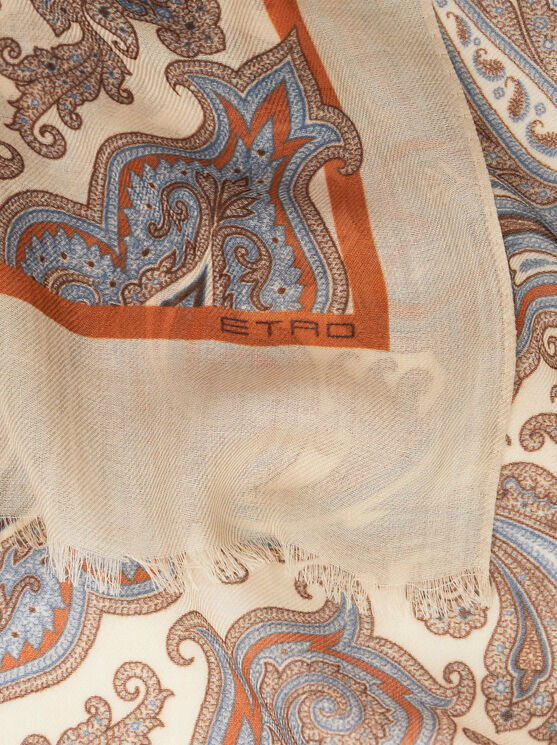 Etro Paisley Cashmere Scarf In Beige