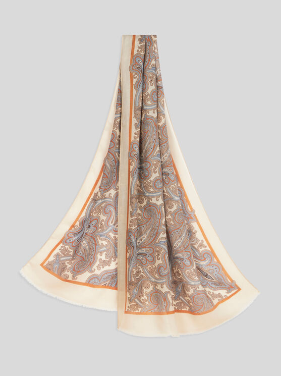 Etro Paisley Cashmere Scarf In Beige