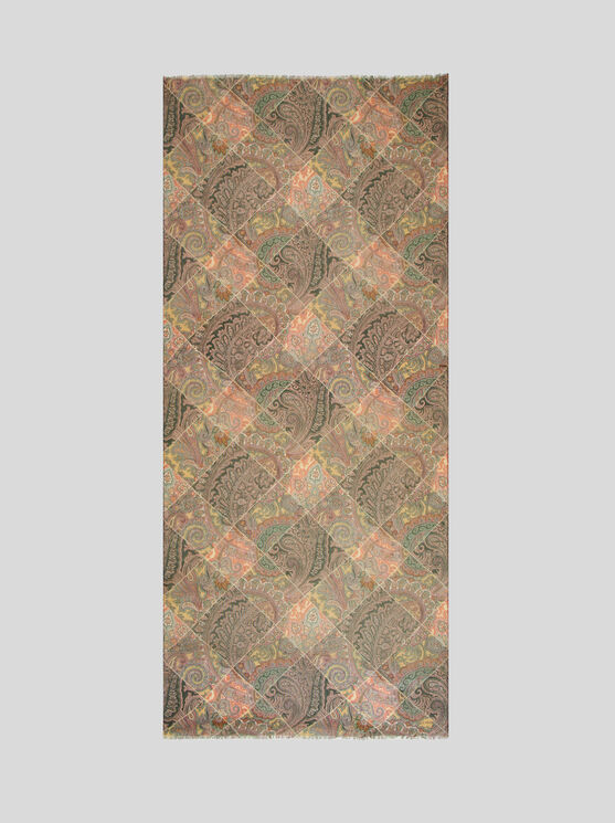 Shop Etro Printed Cashmere Scarf In Beige