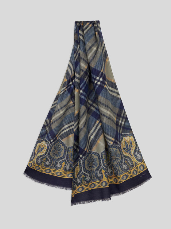 Shop Etro Paisley And Check Scarf In Black